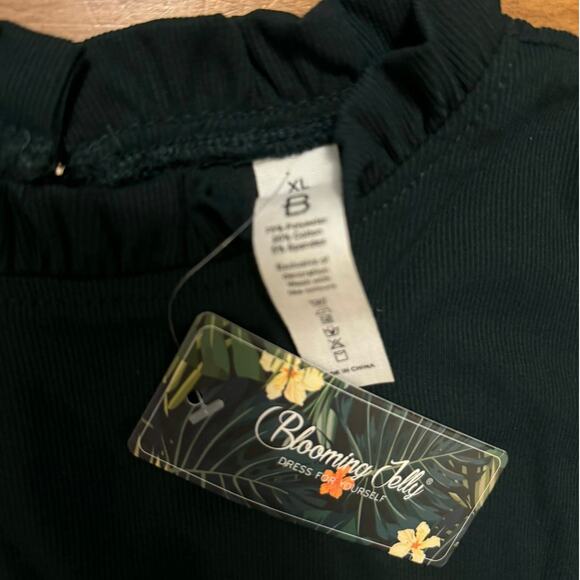 NWT blooming jelly Elegant Polka Dots Mesh Green Long Sleeve Blouse size XL - Picture 11 of 11